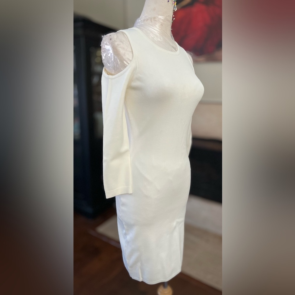 NWT John + Jenn White Cold Shoulder Long Sleeve Dress